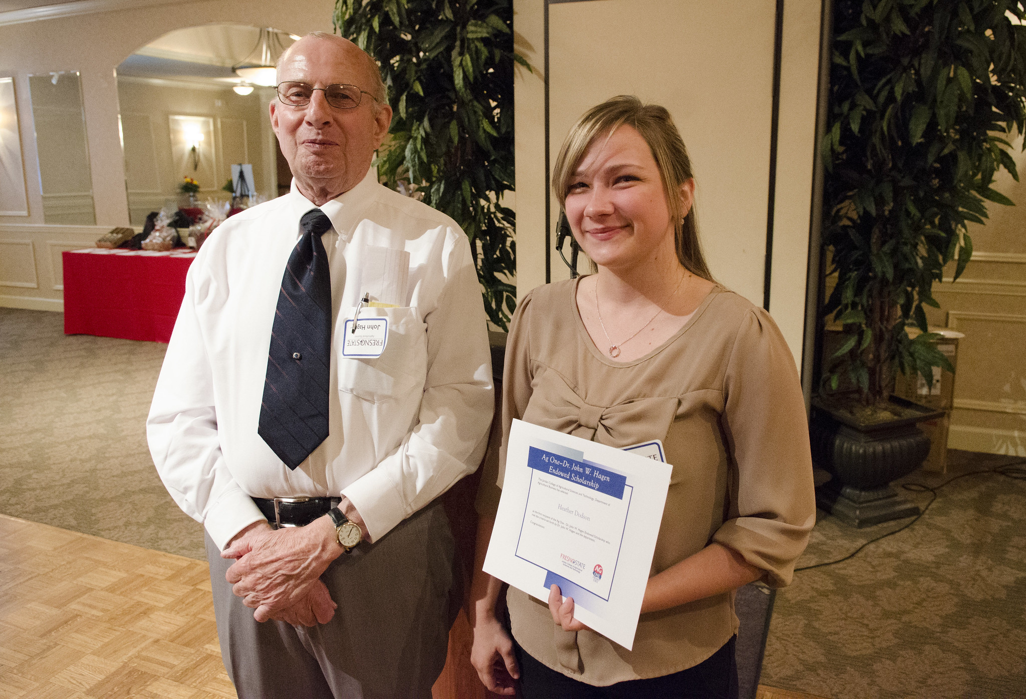 Dr. John Hagen and student scholarship recipient