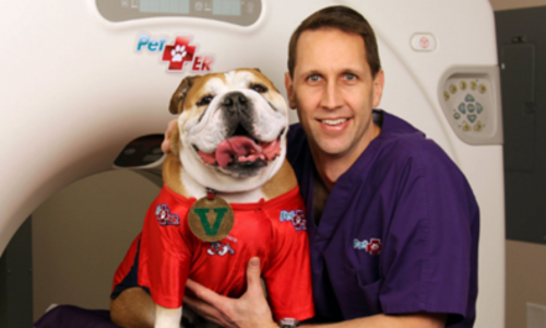 Dr. Dobbins with Victor E. Bulldog