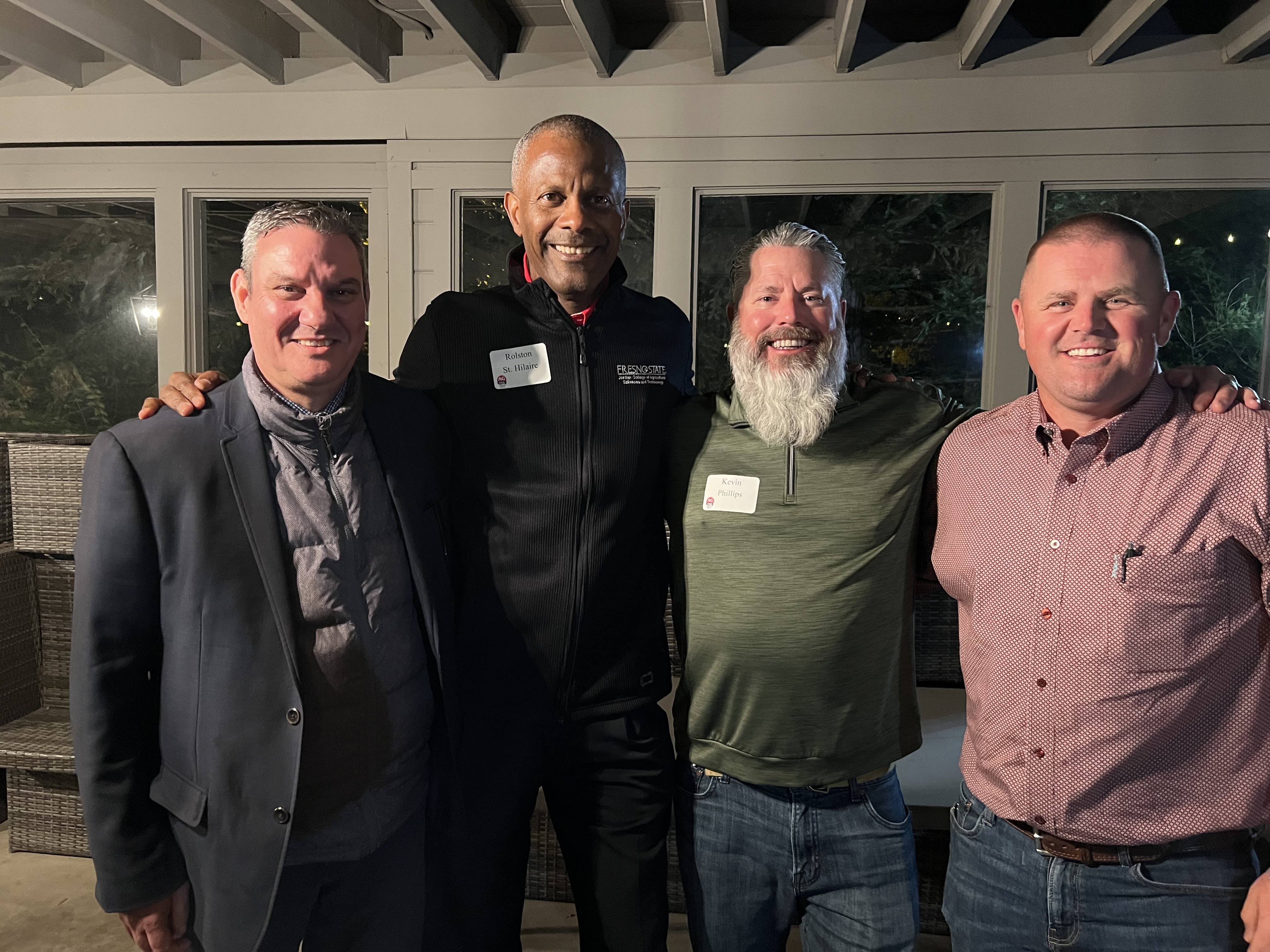 L-R: Dr. Stylianos Logothetis; Dean Rolston St. Hilaire; Kevin Phillips, Michael David Winery; Tyler Blagg, Ag One director and event chair