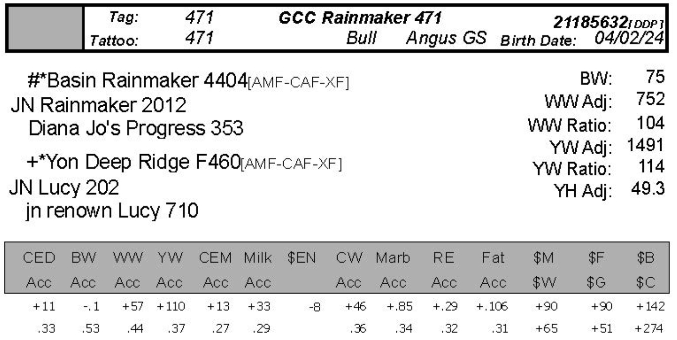 bull sale DATA GCC 471