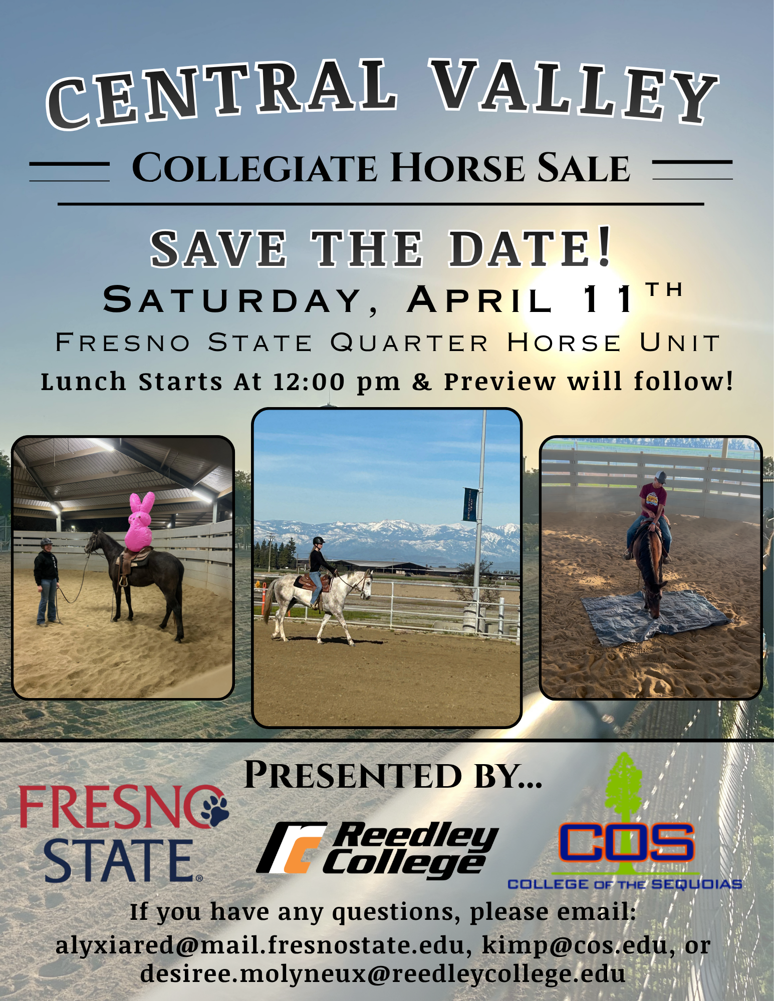 Flyer for Central Valley Collegiate Horse Sale