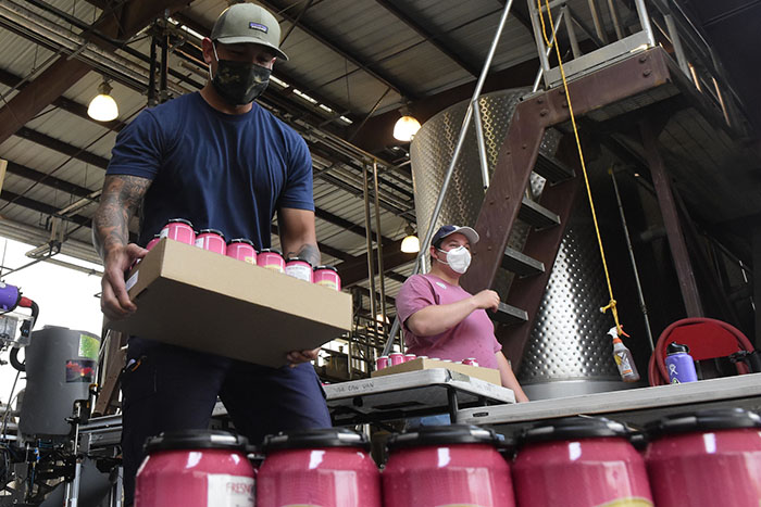 Fresno State winery canning processing by students Ben Benitez & Abelardo Rodriguez Cetto