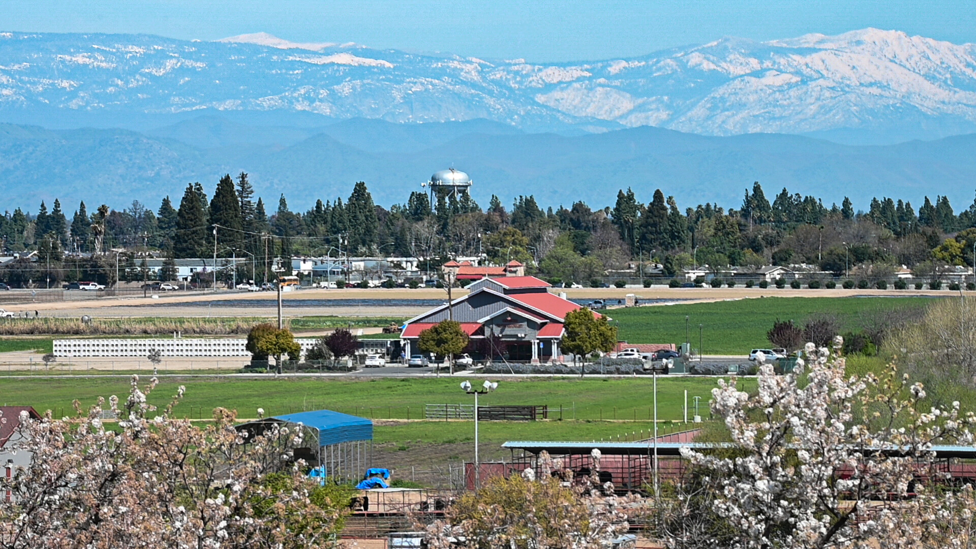 Gibson Farm Market next to snowy mountains
