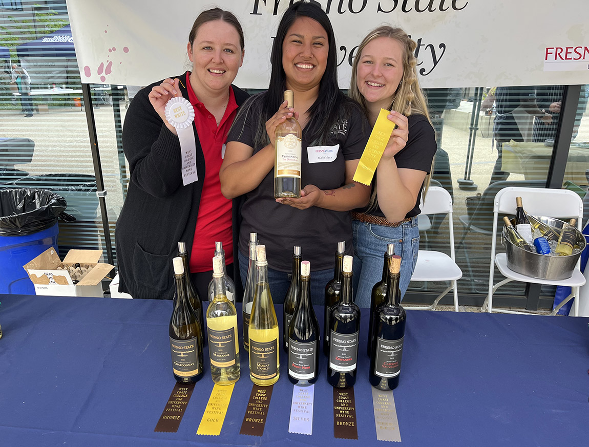 Fresno State Winery students with awards at West Coast College and University Wine Festival